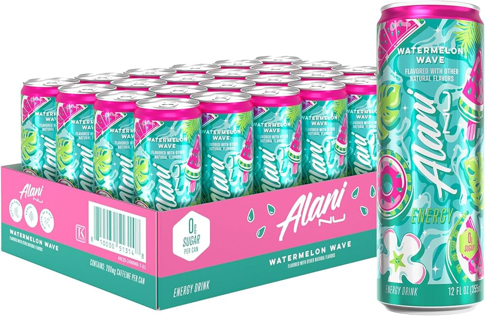 Alani Nu WATERMELON WAVE, Sugar Free, Low Calorie Energy Drinks, 200mg Caffeine, Biotin, B Vitami... | Amazon (US)