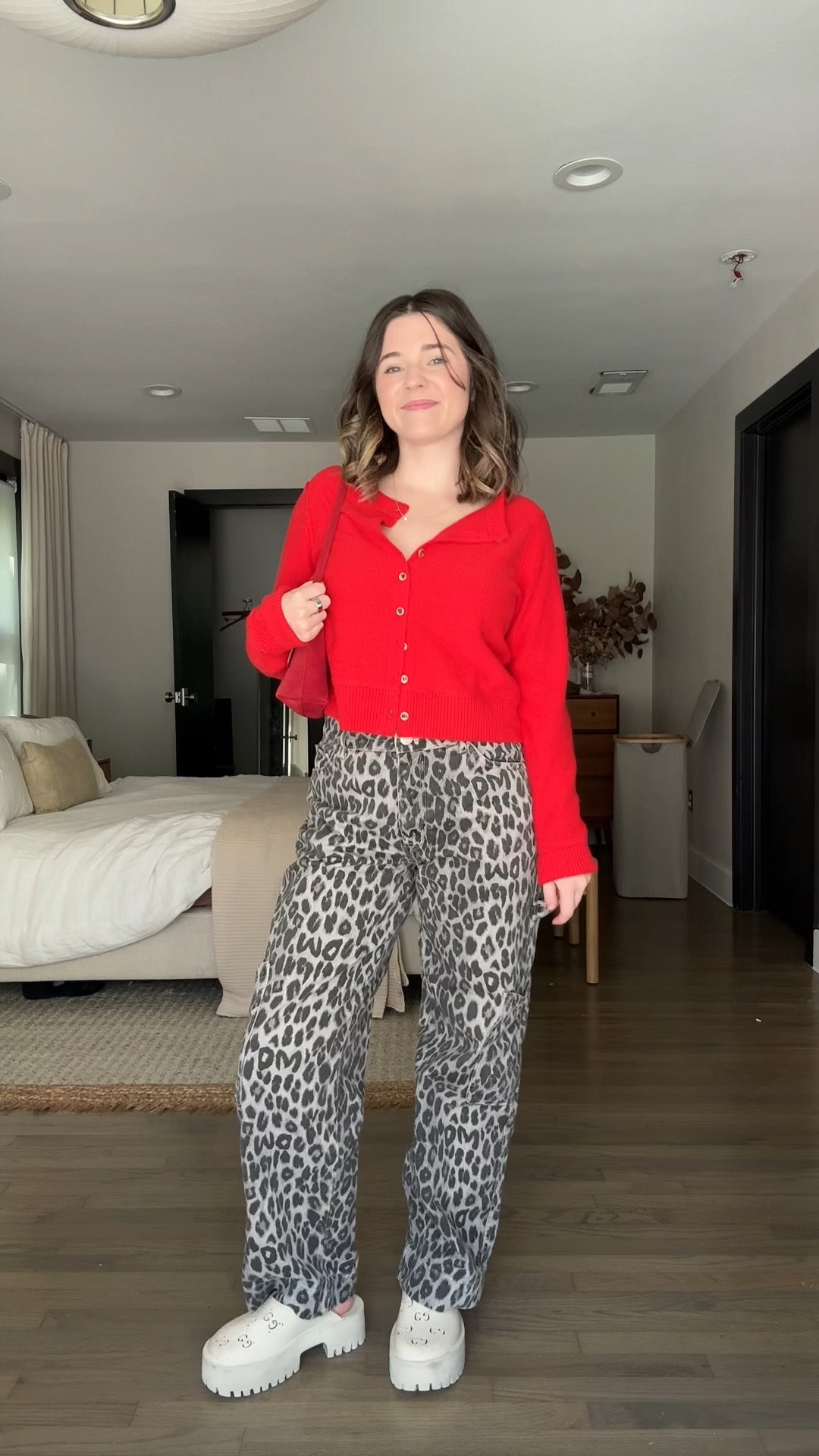 Daily outfit 
Red sweater is free people 
Damson madder leopard print cargo pants 
Gucci clogs
Madewell red purse 

#LTKStyleTip #LTKSaleAlert