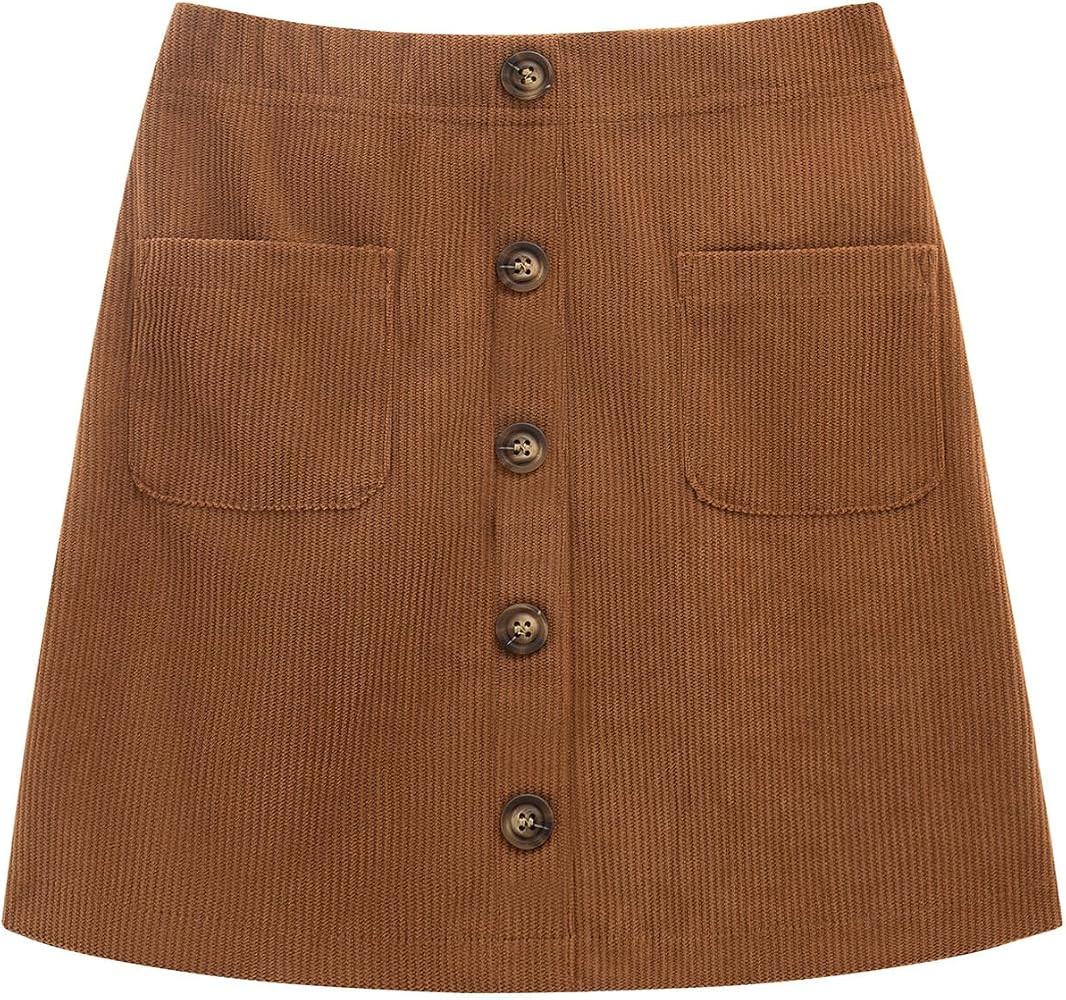 Noomelfish Girl Corduroy Skirts Kids Fall Winter Button Mini Skirt with Pockets (5-14 Years) | Amazon (US)