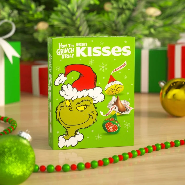 Hershey's Kisses Grinch Milk Chocolate Christmas Candy Stocking Stuffers, Gift Box 3.52 oz | Walmart (US)