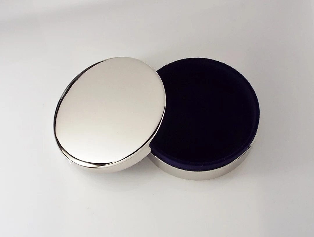 Engraved Jewelry Box High Polish Small Round Silver Keepsake Trinket Box Custom Engraved - Etsy | Etsy (US)