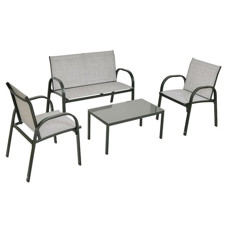 Tangkula 4PCS Chairs Set Coffee Table Patio Garden Modern Furniture Brand New | Target