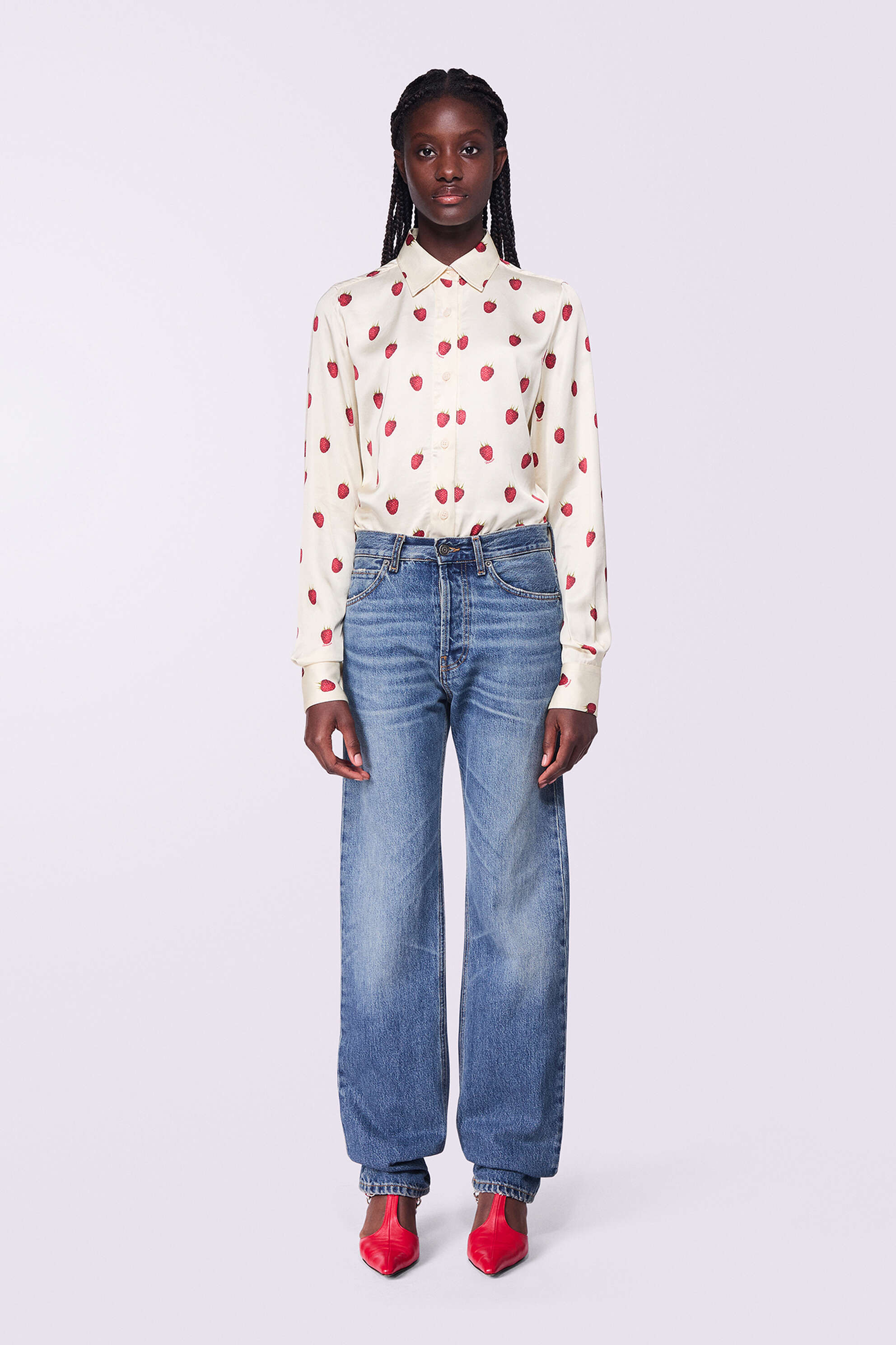 Raspberry Print Shirt Cream | Fiorucci