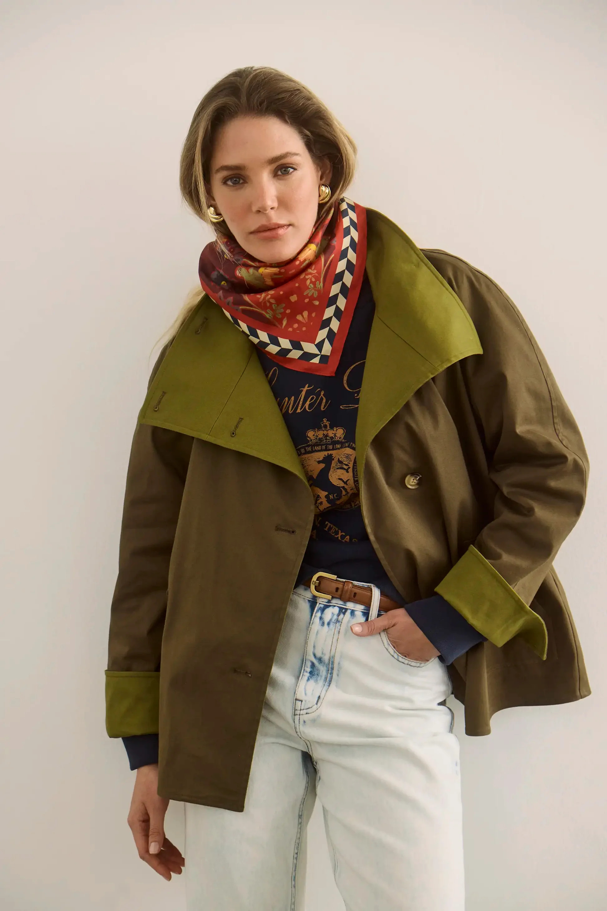 Howell Cropped Trench | Cropped Khaki Brown Trench | Hunter Bell | Hunter Bell