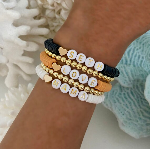 Chic Sweetheart Heishi Bracelet | Personalized Name Bracelets | Custom Word Heishi Bracelets | Na... | Etsy (US)