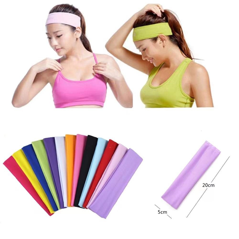 KIT 12 Faixa lisa Testeira Faixa de cabelo elástica unissex esportiva para academia | Shopee (BR)