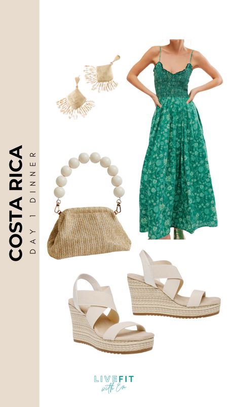 Day 1 Dinner in Costa Rica calls for breezy elegance with a dash of playful charm 🌴. I’ve paired this flowy green sundress with comfy wedge sandals to keep it chic and walkable. Accessorized with fringed statement earrings and a bead-handle straw bag for that perfect tropical vibe. Shop this look and add some vacation flair to your wardrobe! #CostaRicaNights #DinnerOutfit #TropicalStyle

#LTKbeauty #LTKparties #LTKSeasonal