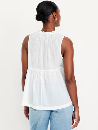 Sleeveless Crinkle Gauze Tie-Front Top | Old Navy (US)