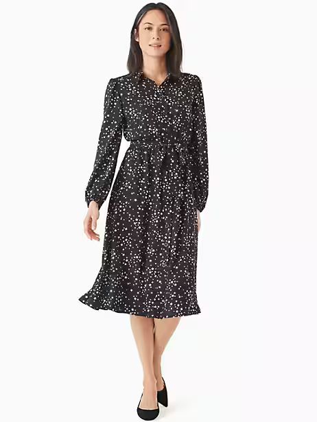 Kate Spade Scattered Stars Button-Front Shirtdress, Black | Kate Spade Outlet