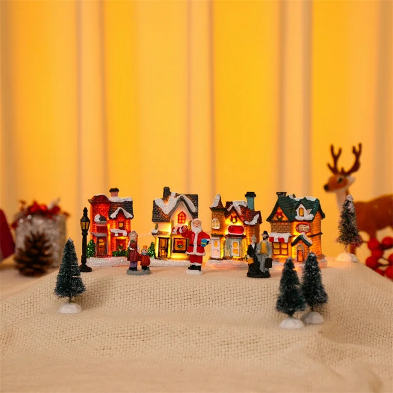 Cheer US 10Pcs/Set Christmas Village - LED Lighted Christmas Village Houses with Figurines, Chris... | Walmart (US)