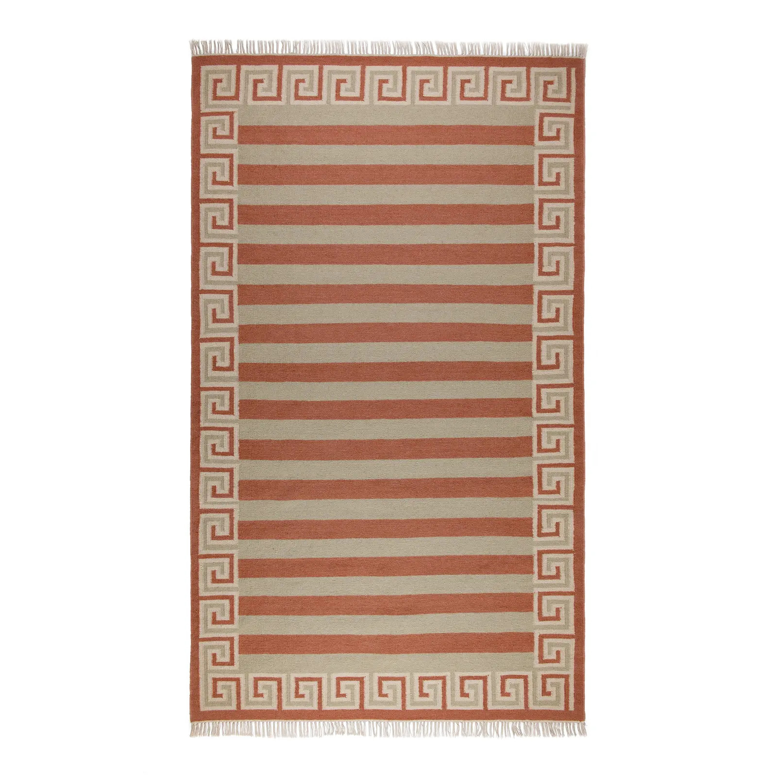 Part & Parcel Goods Wool Stripe Rug, 9' x 12', Celadon, Topaz and Eggshell | Chairish