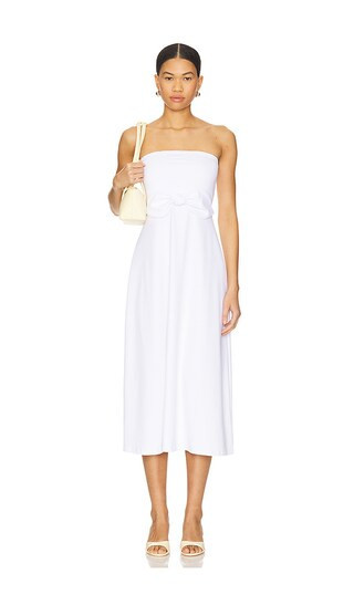 Susana Monaco Strapless Bow Midi Dress in White. | Revolve Clothing (Global)