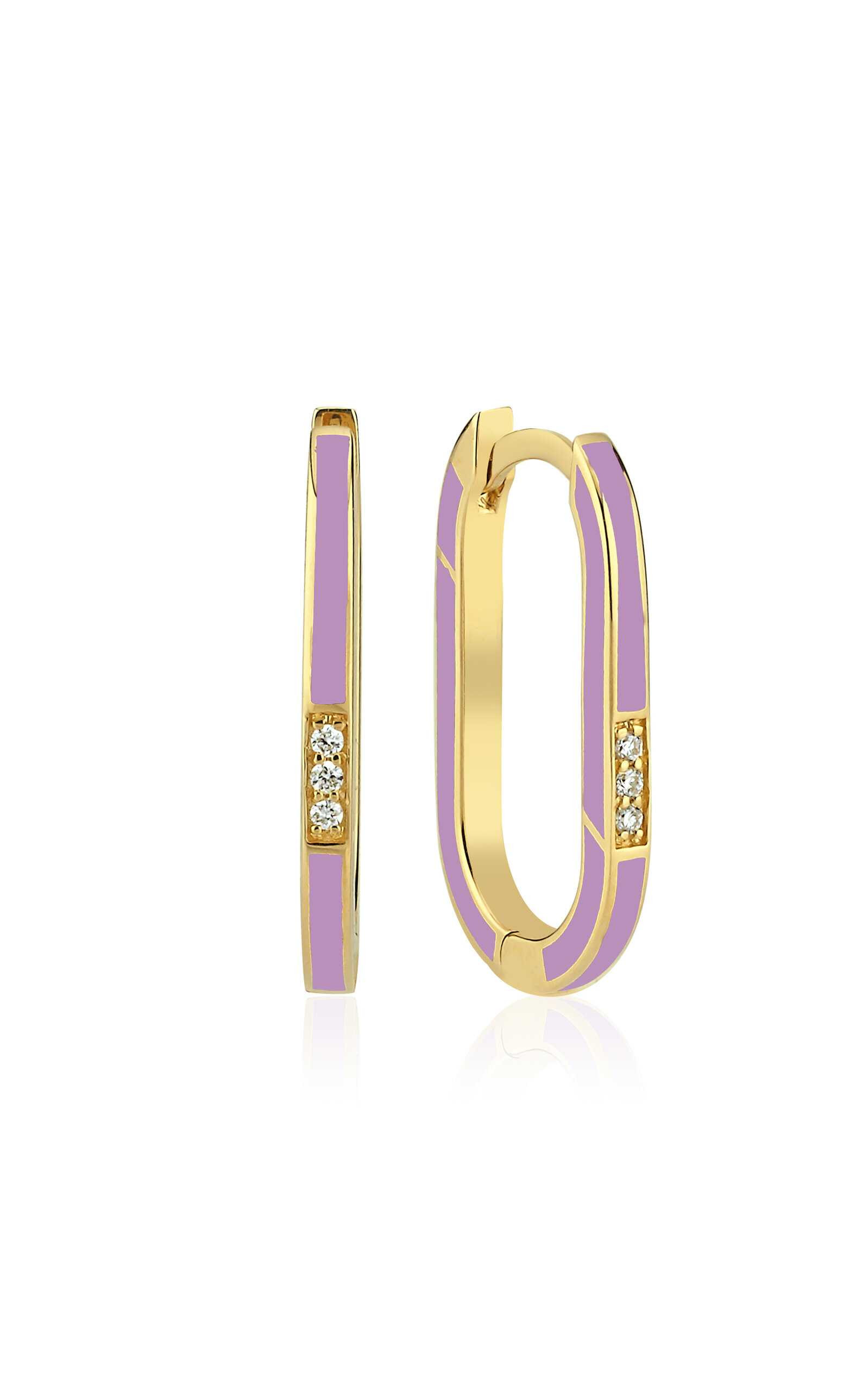 Bonbon Enameled 14K Yellow Gold Diamond Single Earring | Moda Operandi (Global)