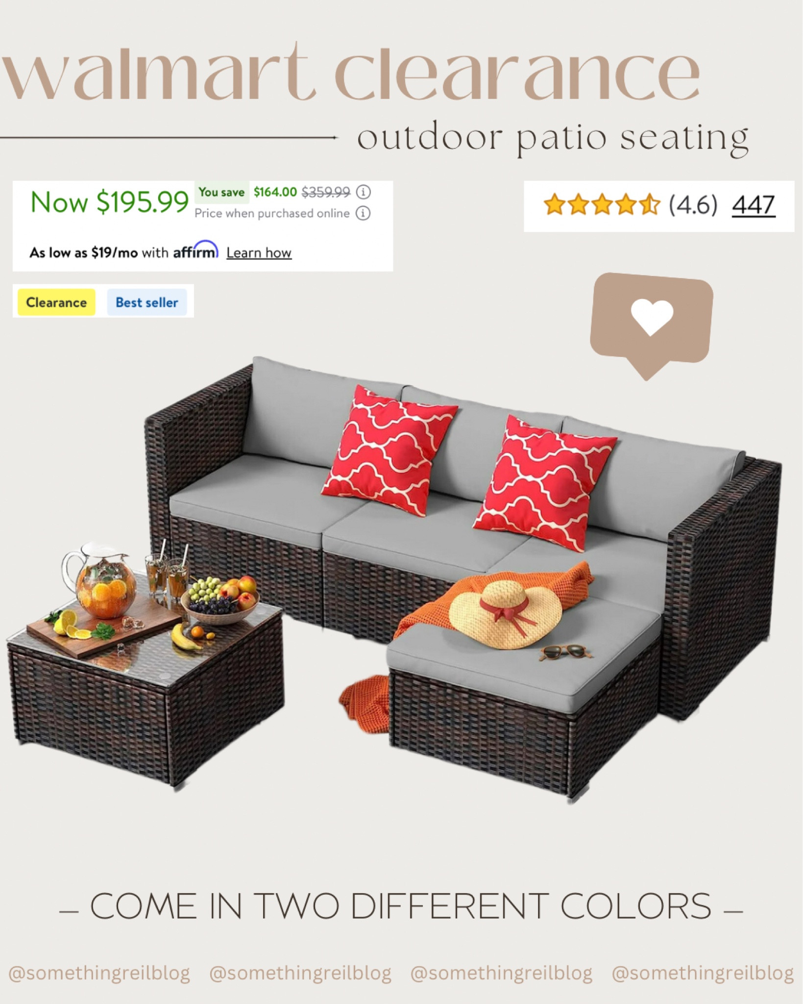 💛🌞

Walmart
Outdoor patio
Outdoor seating
Outdoor home
Home furniture
Outdoor furniture
Outdoor couch
Backyard
Clearance
Sale
Affordable

#LTKSeasonal #LTKSaleAlert #LTKHome