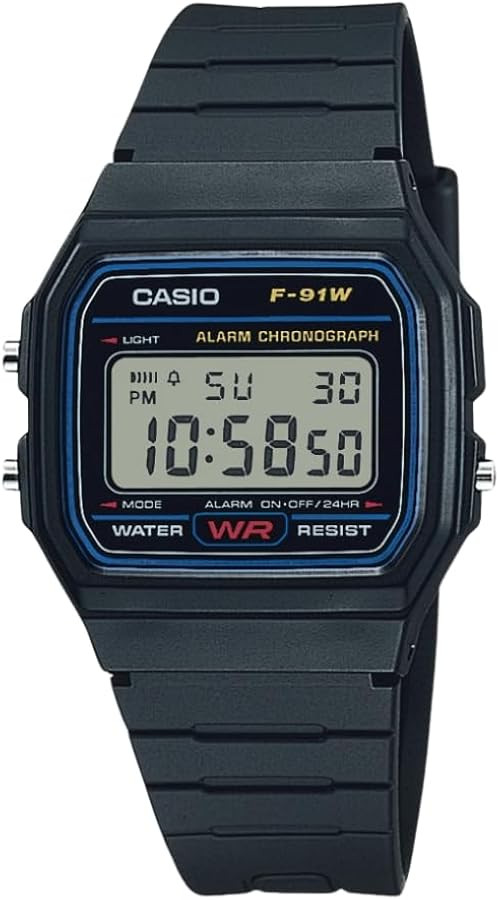 Casio F91W Series | Digital Watch | Water Resistant | LED Light | 1/100 SEC Stopwatch | Regular T... | Amazon (US)