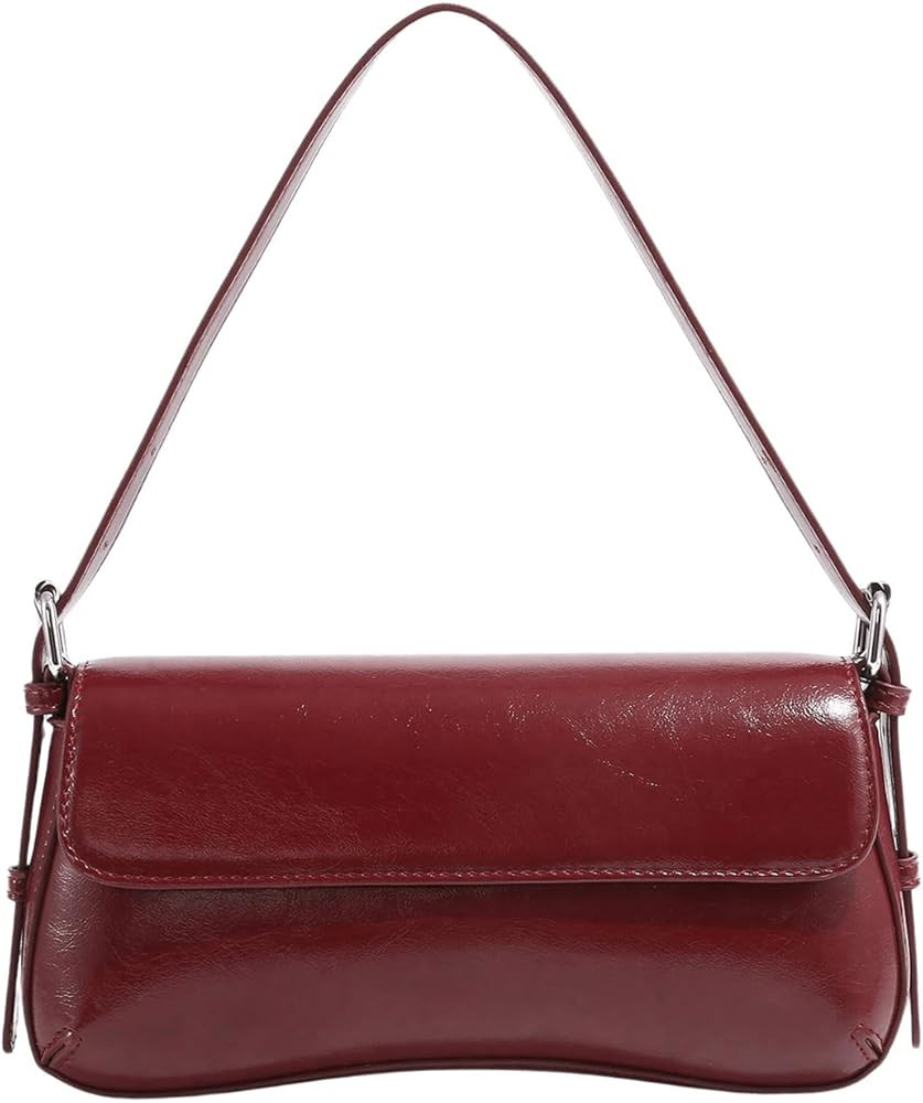 Verdusa Women's Retro Faux Oiled Leather Tote Handbag Flap Underarm Shoulder Bags | Amazon (US)