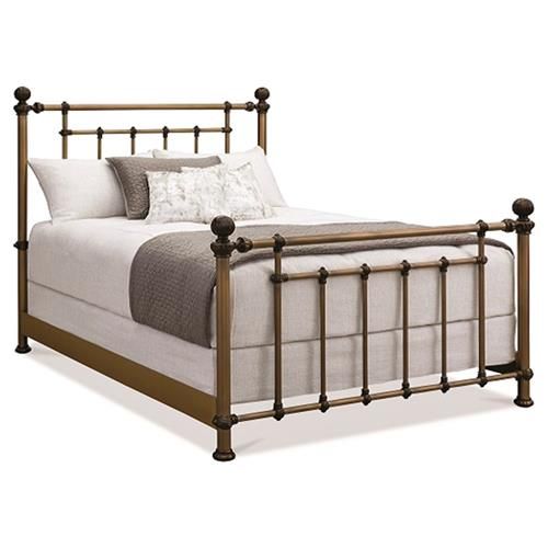 Mileva French Country Aged Brass Iron Bed - King | Kathy Kuo Home