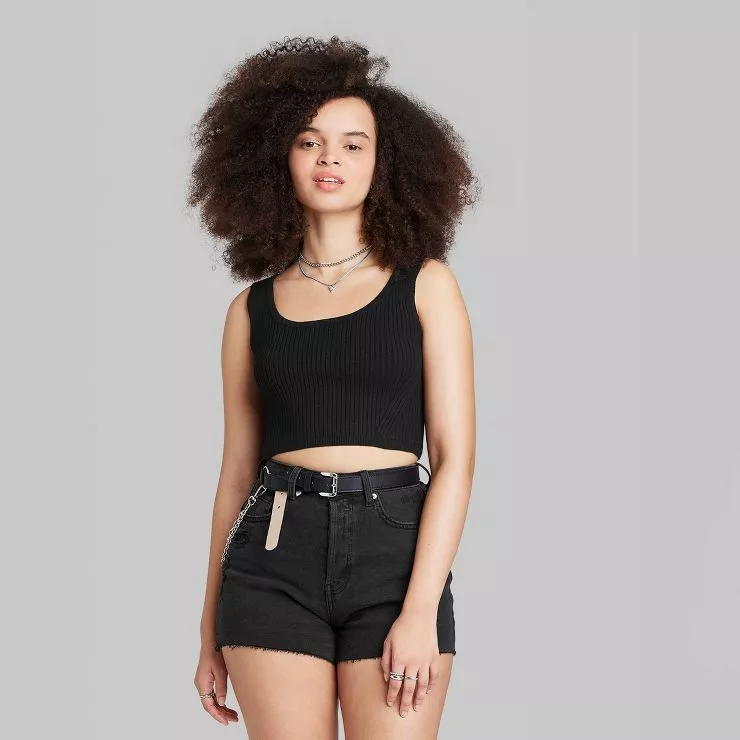 Wild Fable + Short Sleeve Square Neck Cropped Top