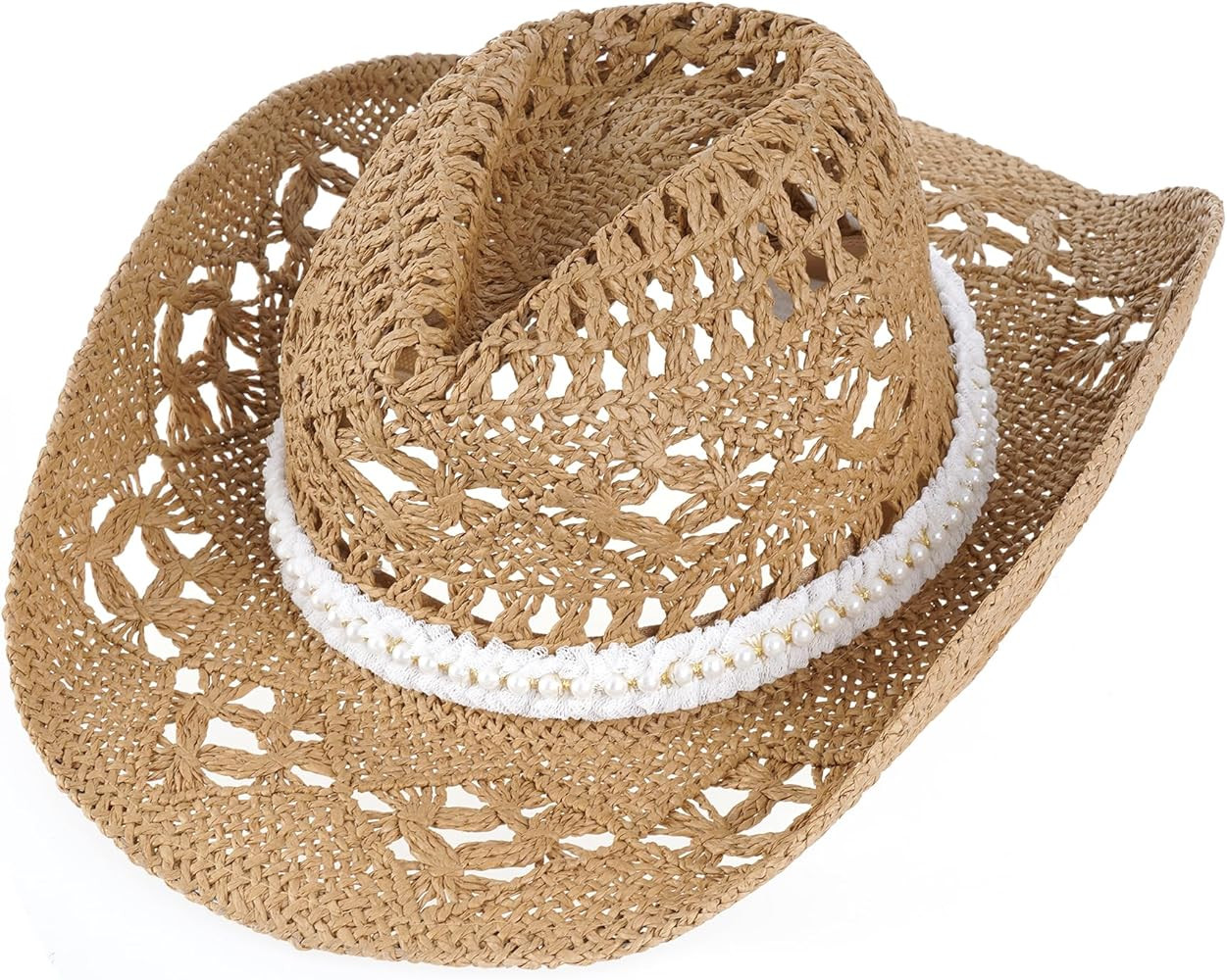 Western Straw Cowboy Hats for Men Women Holiday Beige Beach Cowboy Hat Coastal Cowgirl Hat with D... | Amazon (US)