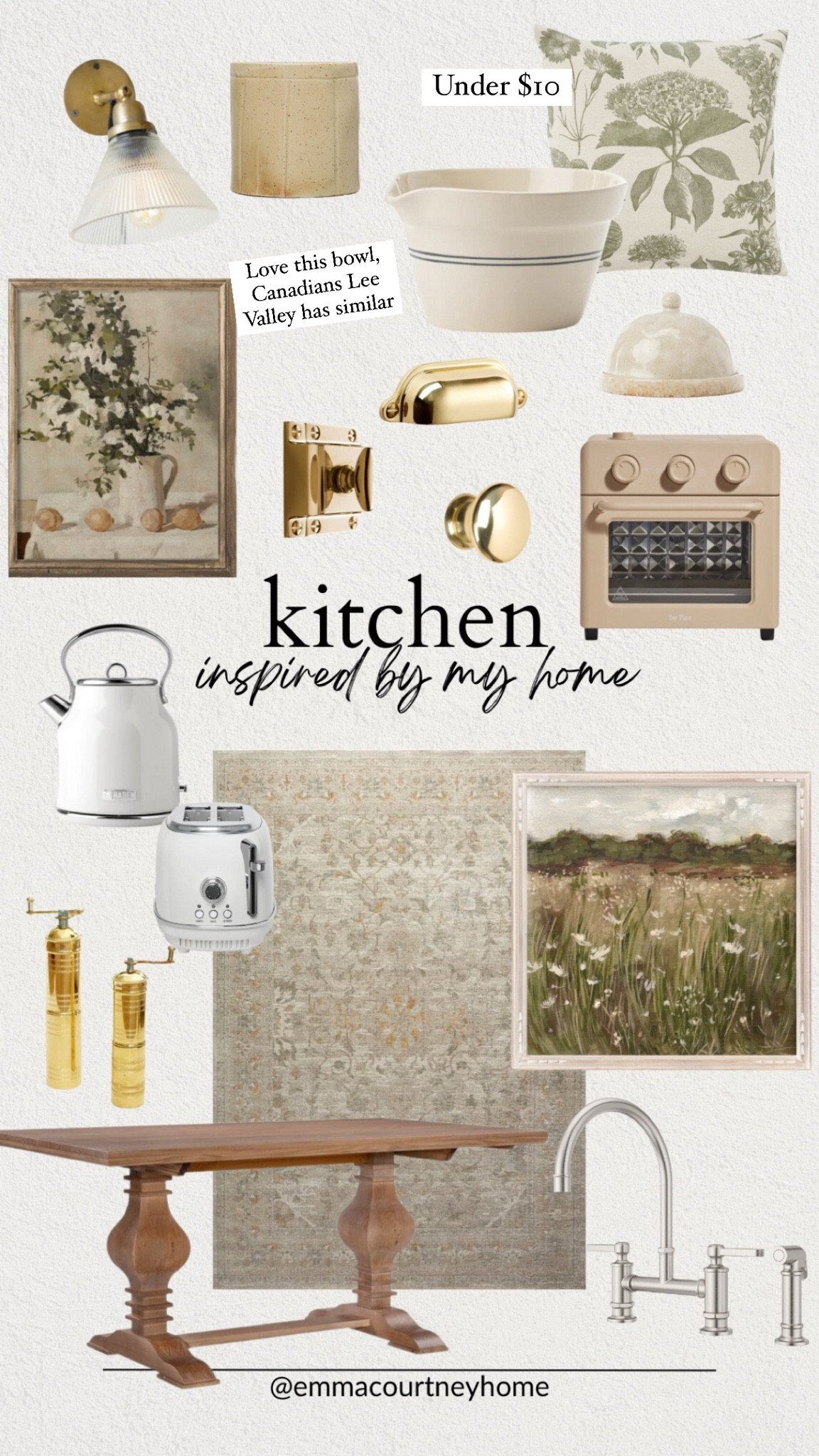 Kitchen decor I have and love! Lots of mixing high and low priced items. This rug is an indoor outdoor rug so it’s been holding up well! The hardware is unlacquered brass 

#LTKHome #LTKSeasonal #LTKStyleTip