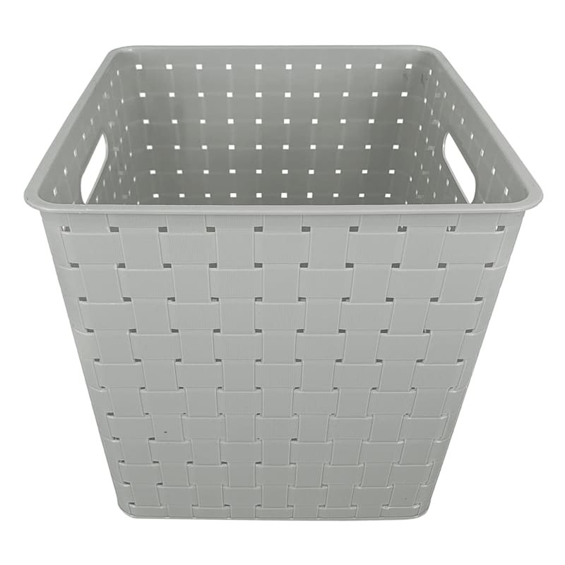 12X12X12 Strap Design Weave Basket- Cool Grey | At Home