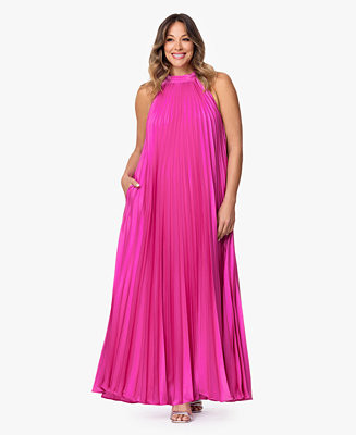 XSCAPE	 Plus Size Hammered Pleated Gown - Macy's | Macy's