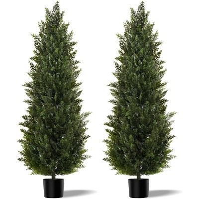 Vitalismo 6ft Artificial Cedar Topiary Trees Faux Pine Shrubs Plants Outdoor Indoor Home Decor Realistic Fake Plants set of 2 | Target