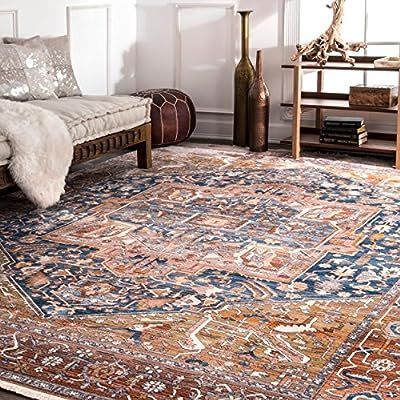 nuLOOM KHMC04A Ethel Medallion Fringe Area Rug, 8' x 10', Rust | Amazon (US)