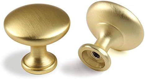 5 Pack Brushed Gold Cabinet Knobs , Solid Zinc Gold Dresser Knobs, 1-1/10 inch Round Dresser Draw... | Amazon (US)