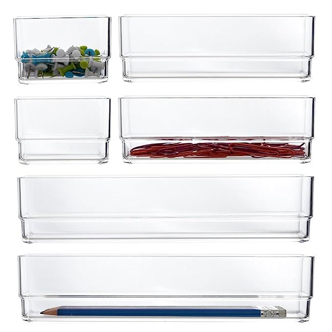 STORi Clear Plastic Vanity and Desk Drawer Organizers | 6 Piece Set | Amazon (US)