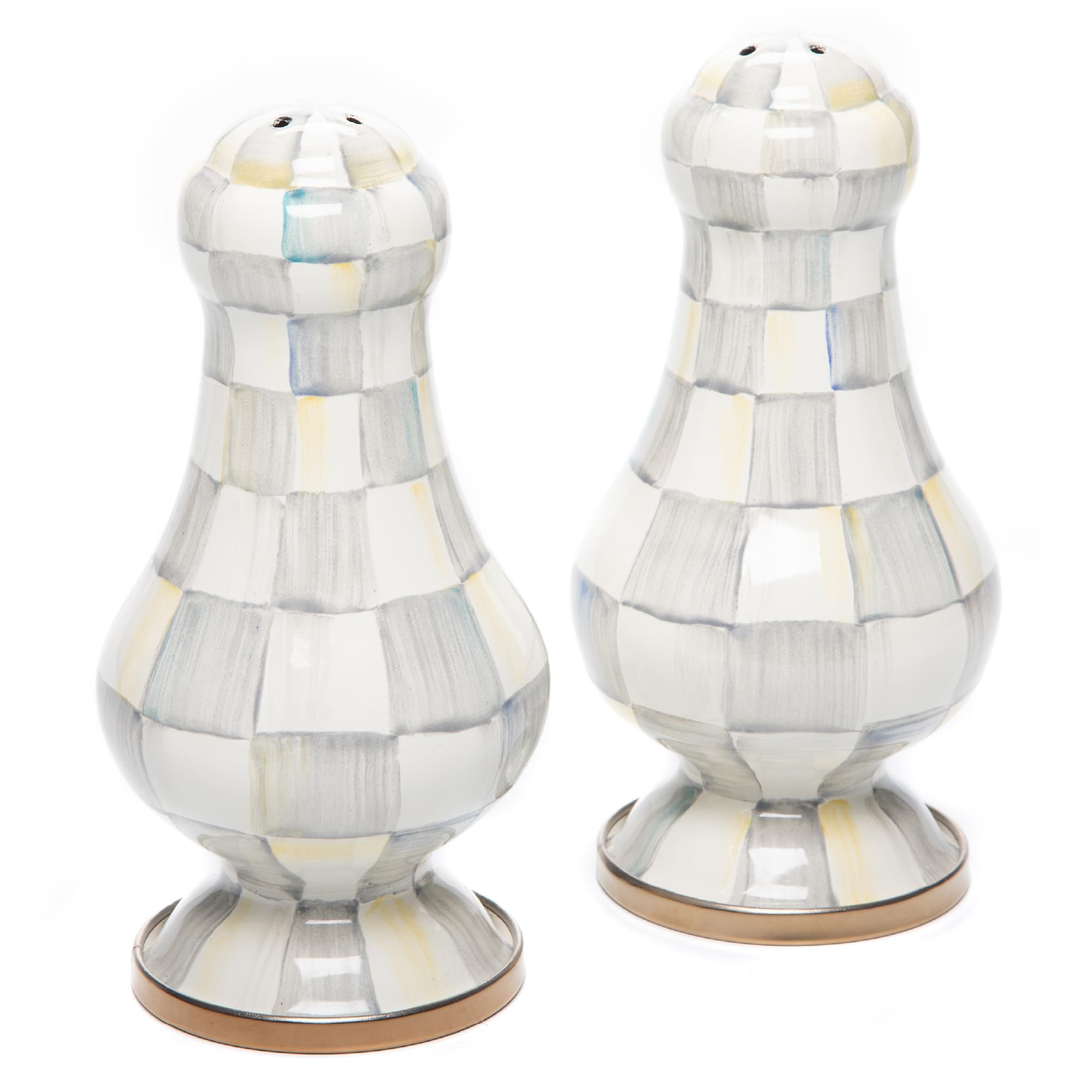 MACKENZIE-CHILDS Enamel Salt and Pepper Shakers, Kitchen Table Spice Shaker Set, Gray-and-White S... | Amazon (US)