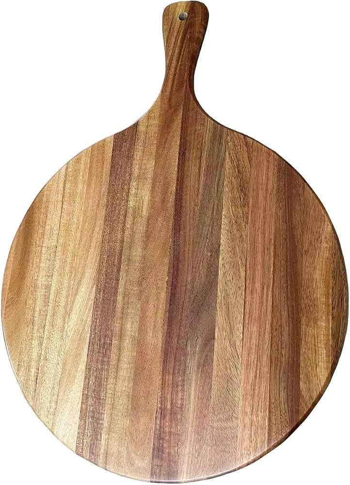 Acacia Wood Round Cutting Board with Handle - Wooden Charcuterie Board, Versatile Cutting Serving... | Amazon (US)