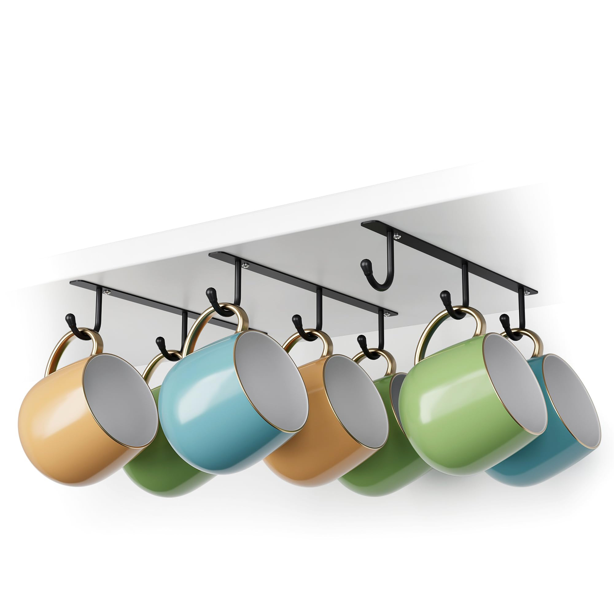 ECROCY Mug Hooks Screw Mounting, 3 Pack Coffee Mug Rack Under Cabinet, Sturdy Coffee Cup Storage ... | Amazon (US)