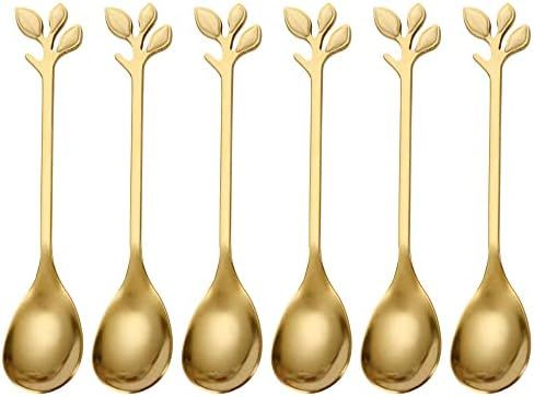 PIVHWIR Mini Espresso Spoon, Coffee Spoon with Leaf Handle, Dessert Teaspoons Small Soup Spoons, ... | Amazon (CA)