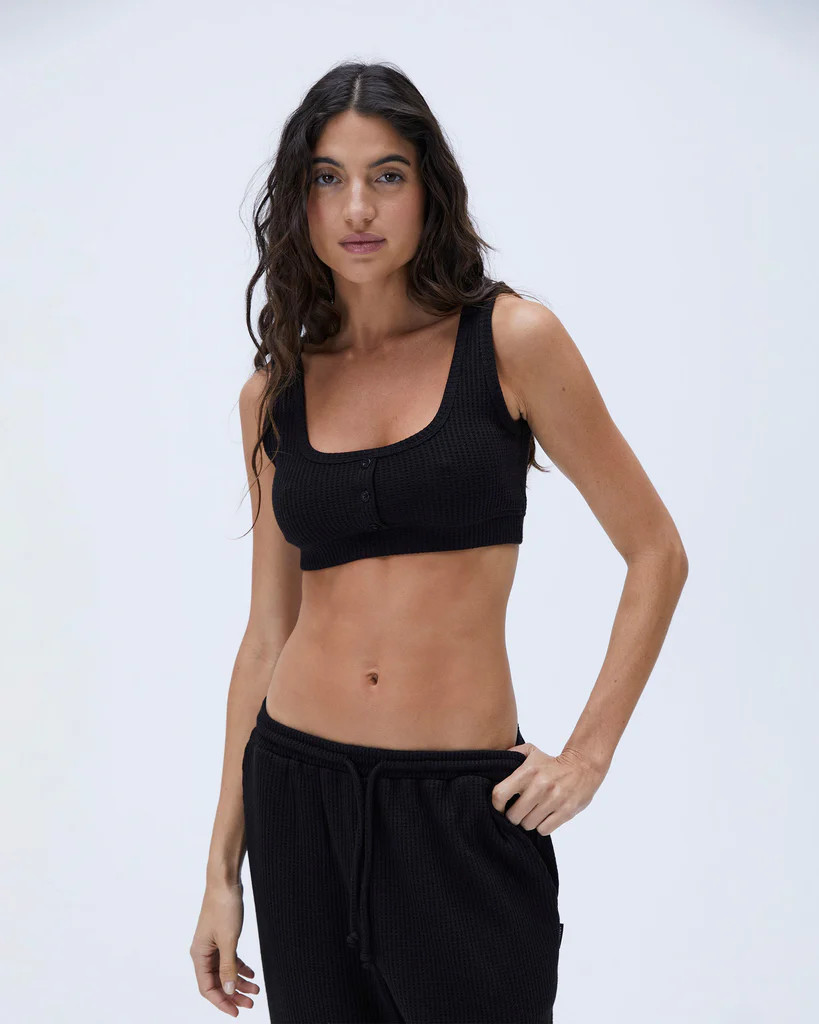Waffle Scoop Bra - Black | Adanola UK