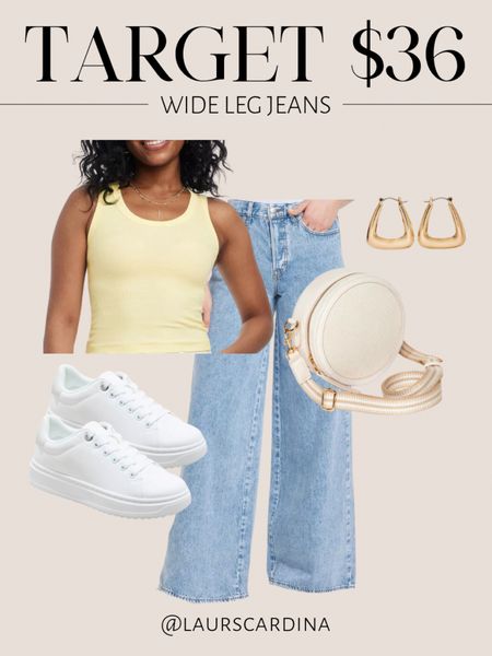 These wide leg jeans are only $36! I’ve paired them with a yellow tank, white sneakers, a canteen crossbody bag, and gold hoop earrings.

Summer outfit, spring outfit, ootd, target fashion 

#LTKStyleTip #LTKShoeCrush #LTKFindsUnder50
