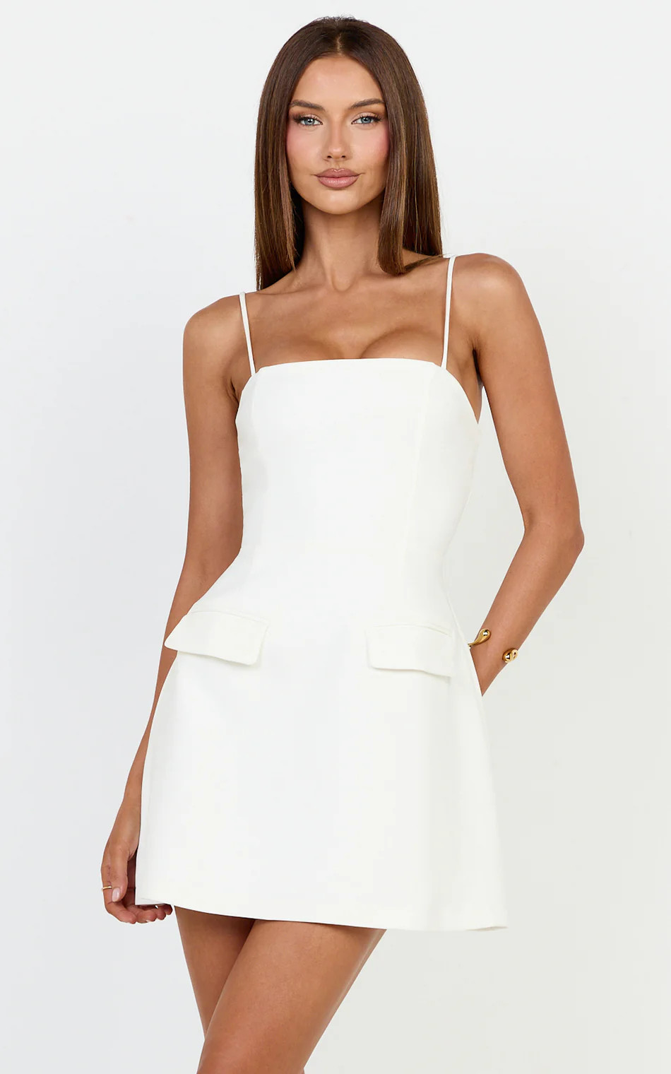 Strappy Corset A Line Dress in White | Showpo (US, UK & Europe)