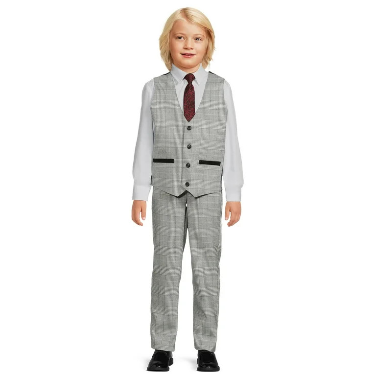 Wonder Nation Boys Vest, Shirt, Tie, and Pant 4-Piece Dressy Set, Sizes 4-18 & Husky | Walmart (US)