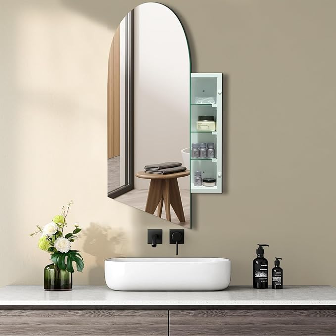 24x36 Arched Bathroom Medicine Cabinet Frameless Mirror Storage with Modern Cabinet Storage Rust-... | Amazon (US)