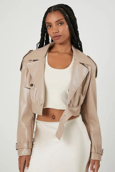 Cropped Faux Leather Jacket | Forever 21