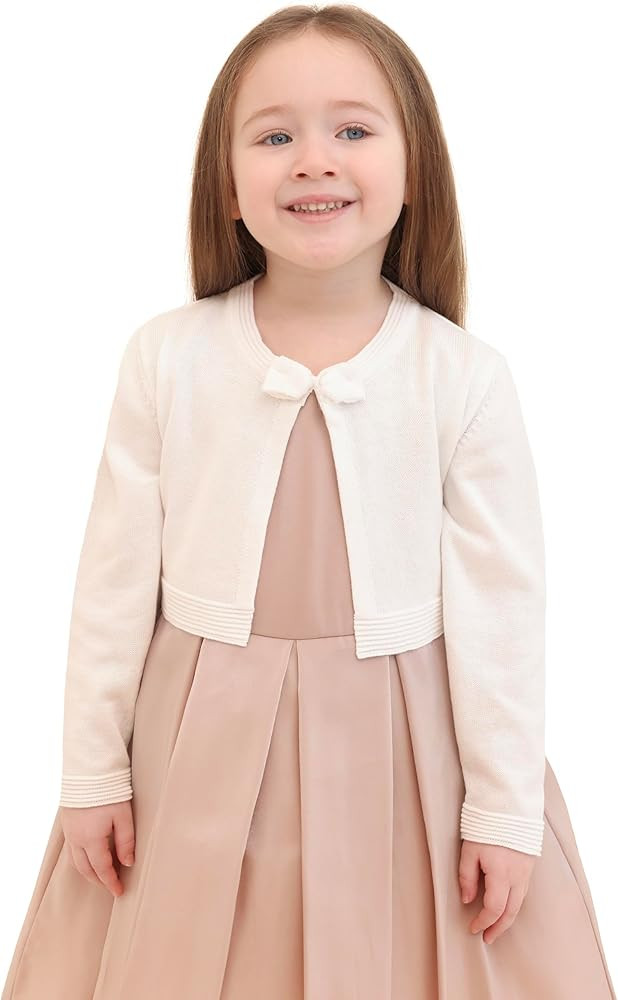 Lilax Little Girls' Knit Long Sleeve Bowknot Closure Bolero Cardigan | Amazon (US)