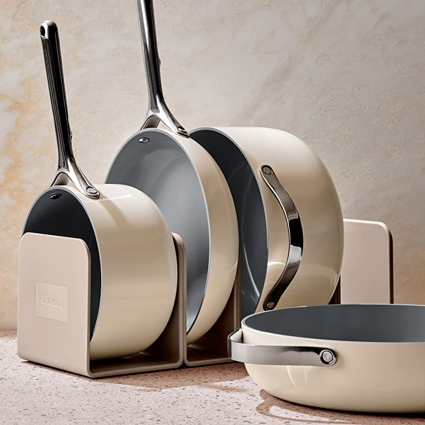 Amazon.com: Caraway Nonstick Ceramic Cookware Set (12 Piece) Pots, Pans, Lids and Kitchen Storage... | Amazon (US)
