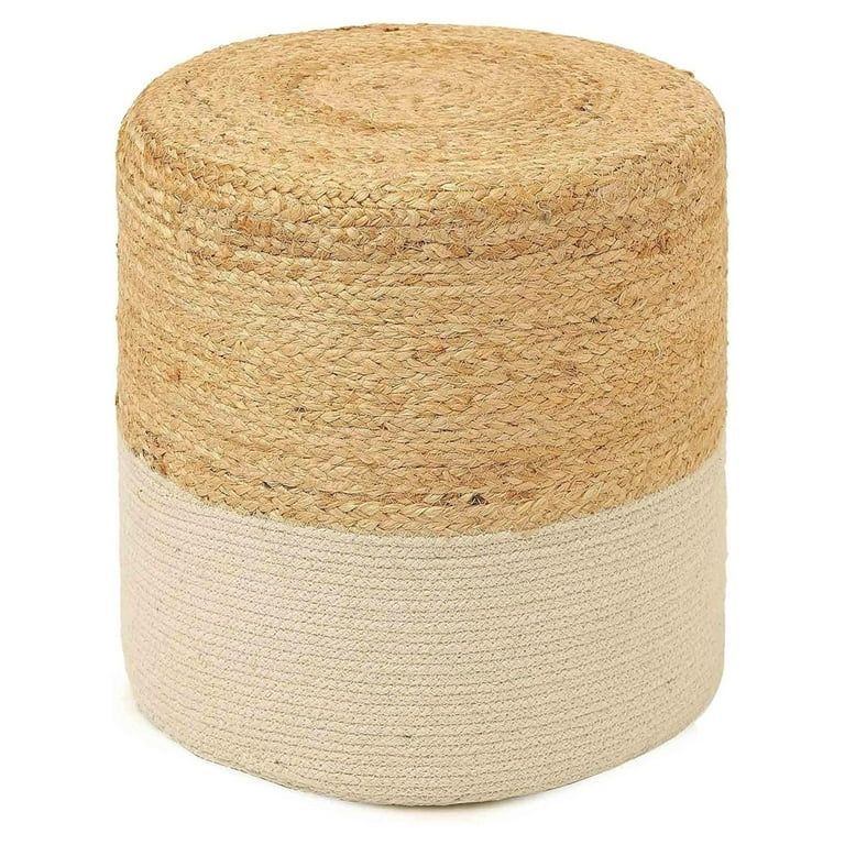 TiaGOC Cylindrical Pouf Foot Stool Ottoman - Jute Braided Accent Sitting Footrest for The Living ... | Walmart (US)