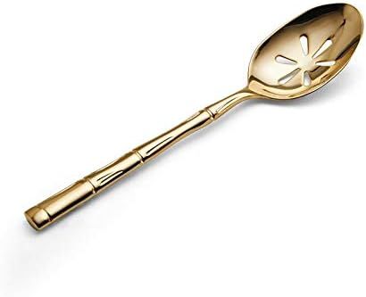 Wallace Bamboo Gold Pierced Serving Spoon 18/10 | Amazon (US)