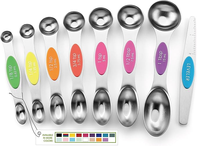 Spring Chef Stainless Steel Magnetic Measuring Spoons Set of 8 with Leveler, Nesting Metal Teaspo... | Amazon (US)