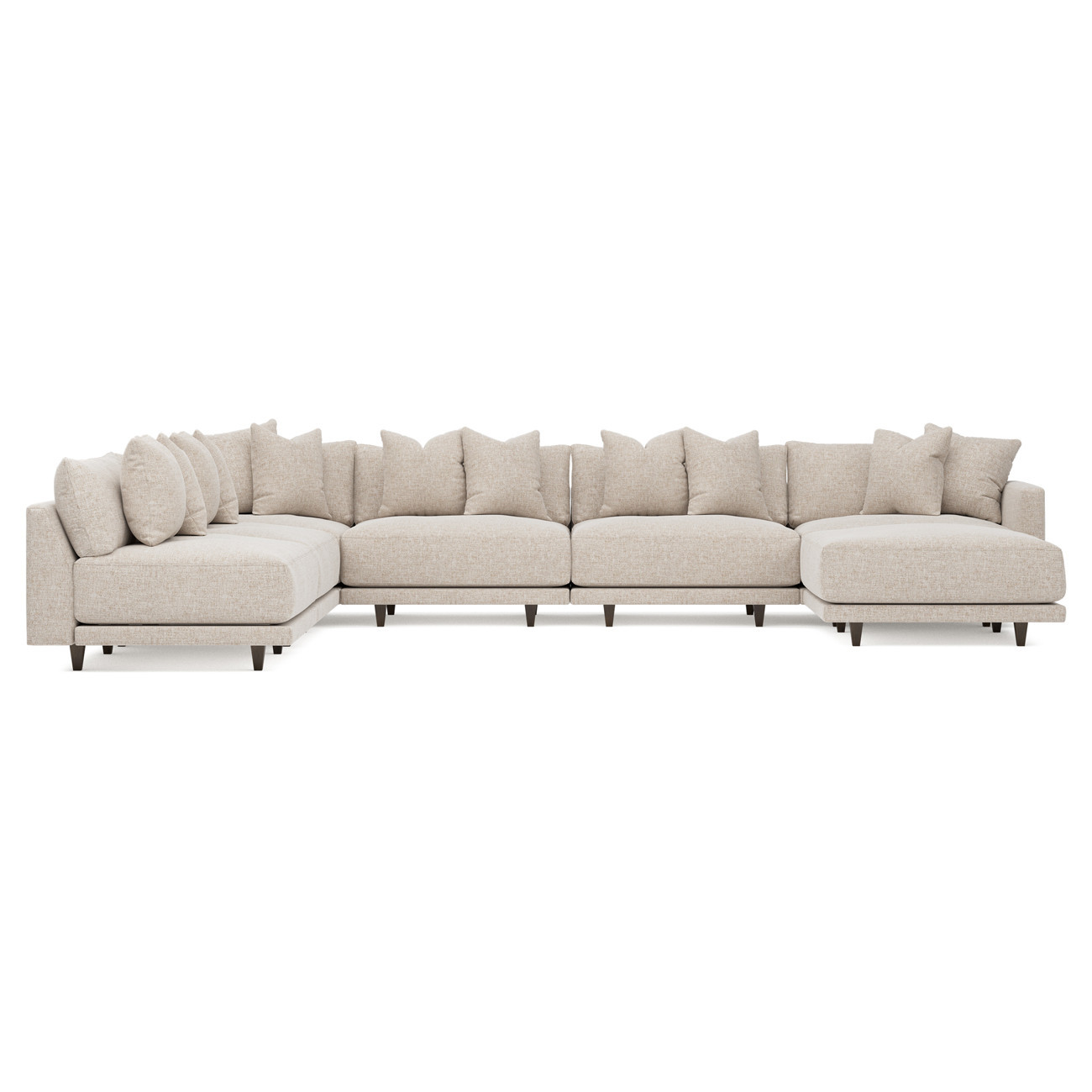 Toulouse Straw Performance Modular 7-Piece Corner Sectional With Ottoman - Right End - 171 | Kathy Kuo Home