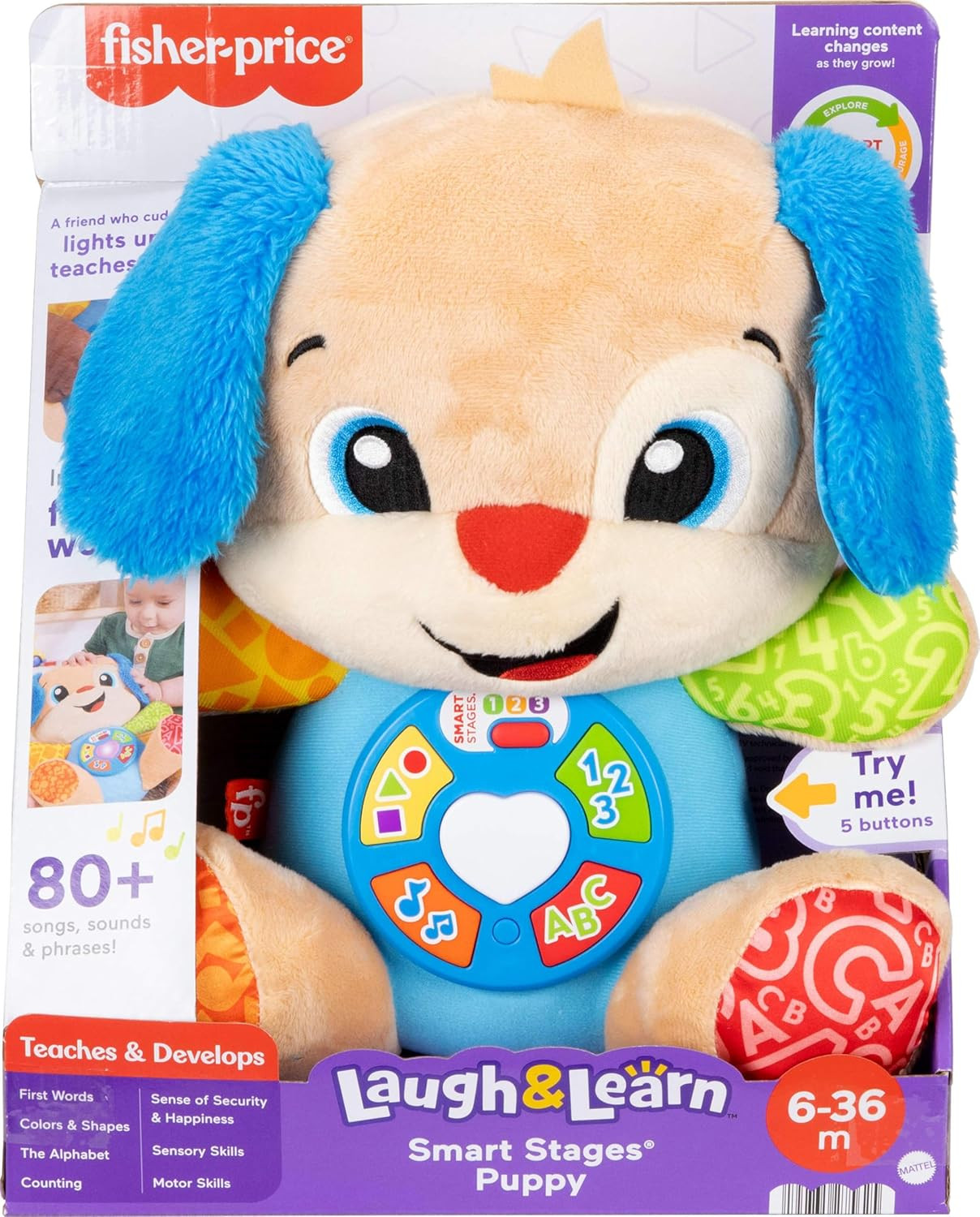 Fisher-Price Baby Toy Laugh & Learn Smart Stages Puppy Musical Plush with Lights & Learning Songs... | Amazon (US)