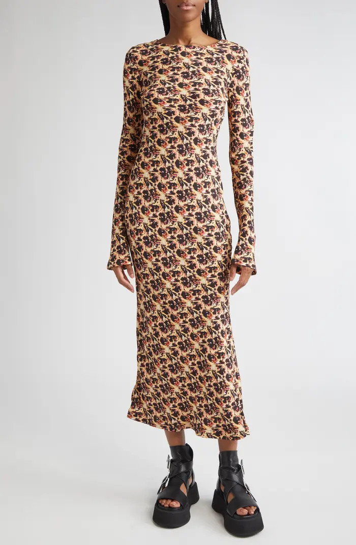 Collina Strada Yuri Leopard Floral Long Sleeve Crepe Dress | Nordstrom | Nordstrom