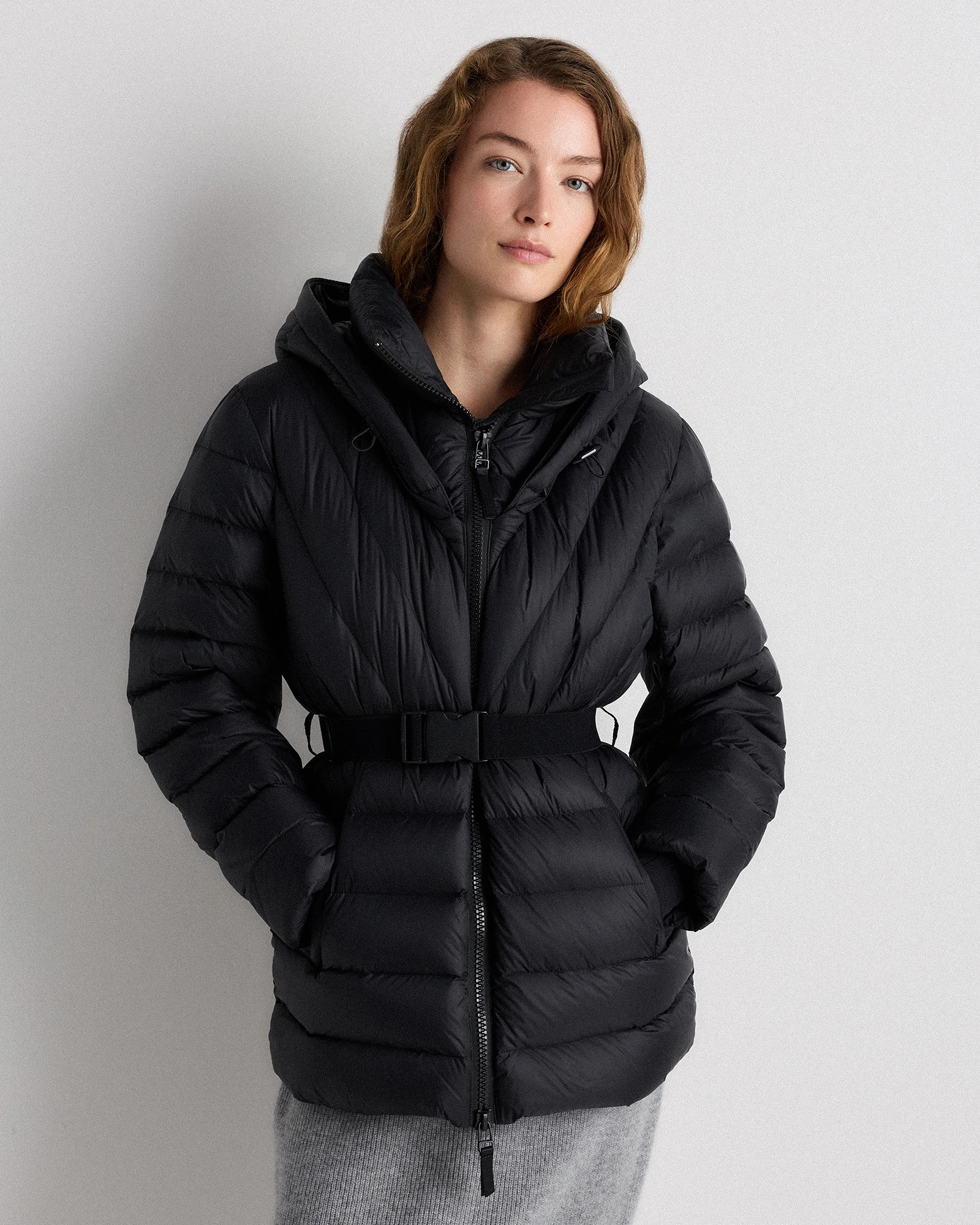 Responsible Down Belted Puffer Coat in Black | Quince