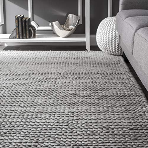 nuLOOM 200CB01D-508 Wool Rug, 5' x 8', Light Grey | Amazon (US)